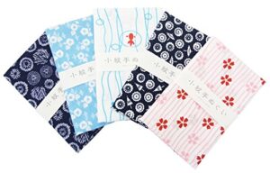 miyamoto japanese traditional towel "tenugui" small pattern 5 type set basic pattern-3