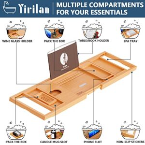 Yirilan Luxury Bathtub Tray Caddy - Expandable Bath Tray - Unique House Warming Gifts, New Home, Anniversary & Wedding Gifts for Couple, Bridal Shower Gift for Women