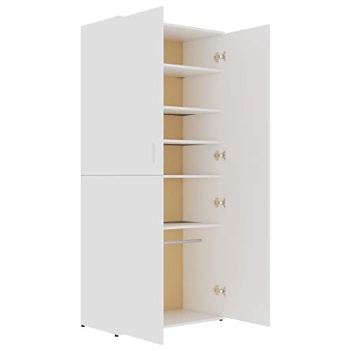 HOMIUSE Shoe Cabinet Storage File Rack Organizer for Filing Kitchen Bathroom Toilet Pantry Corner Home Holder Shelf Outdoor Indoor Wall Garage Lock White 31.5"x15.4"x70.1" Chipboard