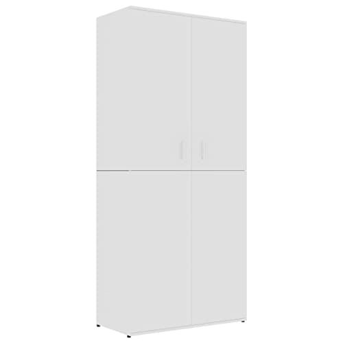 HOMIUSE Shoe Cabinet Storage File Rack Organizer for Filing Kitchen Bathroom Toilet Pantry Corner Home Holder Shelf Outdoor Indoor Wall Garage Lock White 31.5"x15.4"x70.1" Chipboard