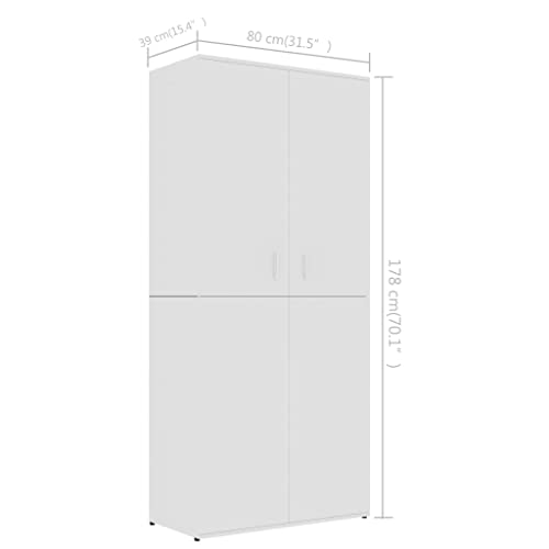 HOMIUSE Shoe Cabinet Storage File Rack Organizer for Filing Kitchen Bathroom Toilet Pantry Corner Home Holder Shelf Outdoor Indoor Wall Garage Lock White 31.5"x15.4"x70.1" Chipboard