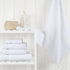 Cotton Paradise 6 Piece Towel Set, 100% Turkish Cotton Soft Absorbent Towels for Bathroom, 2 Bath Towels 2 Hand Towels 2 Washcloths, White Towel Set