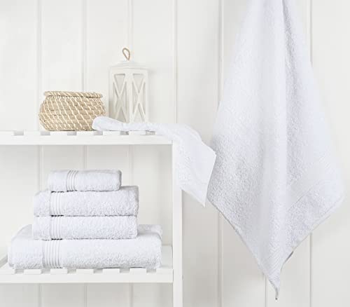 Cotton Paradise 6 Piece Towel Set, 100% Turkish Cotton Soft Absorbent Towels for Bathroom, 2 Bath Towels 2 Hand Towels 2 Washcloths, White Towel Set