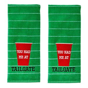 skl home you had me at tailgate hand towel set, green 2 count