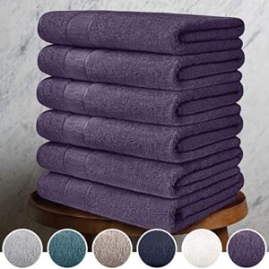 Adobella 6 Premium Turkish Bath Collection Hand Towels, 100% Combed Turkish Cotton, 600 GSM, Super Plush, Ultra Absorbent, Supreme Comfort, Includes 6 Towels, 16 x 28 inch, Purple (Set of 6)