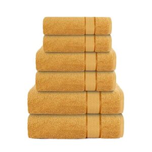 craftberry - bath towels set-100% cotton- 2 bath towels, 2 hand towels & 2 washcloths- large, quick dry, absorbent, plush, soft- home, shower towels - 6 piece luxury bathroom towels - gold/golden