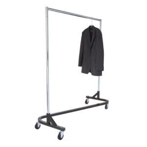 econoco commercial garment rack (z rack) - rolling clothes rack, z rack with kd construction with durable square tubing, commercial grade clothing rack, heavy duty chrome commercial garment rack - bla
