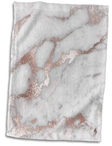3drose image of chic gray trendy copper rose gold marble agate gemstone rock quartz towel, 15 x 22