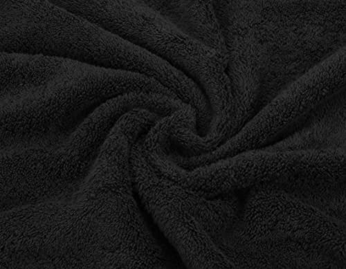 American Soft Linen Luxury 6 Piece Towel Set, 2 Bath Towels 2 Hand Towels 2 Washcloths, 100% Turkish Cotton Towels for Bathroom, Black Towel Sets