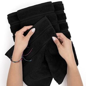 American Soft Linen Luxury 6 Piece Towel Set, 2 Bath Towels 2 Hand Towels 2 Washcloths, 100% Turkish Cotton Towels for Bathroom, Black Towel Sets