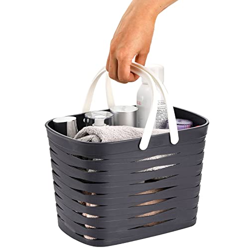 Lyellfe 3 Pack Plastic Basket with Handles, Portable Bathroom Shower Caddy Tote, Multi-color Shower Caddy Carrier Organizer Bin for College Dorm, Campers, Kitchen, Shampoo, Conditioner