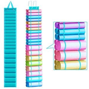 vinyl roll holder, vinyl storage organizer with 44 roll compartments for large vinyl rolls,door/closet hanging/wall mounting vinyl holder,space saving organization for craft room,blue