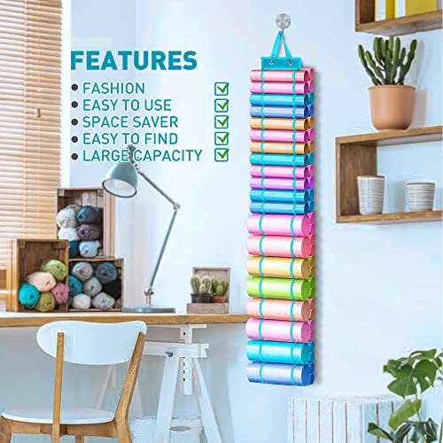 Vinyl Roll Holder, Vinyl Storage Organizer with 44 Roll Compartments for Large Vinyl Rolls,Door/Closet Hanging/Wall Mounting Vinyl Holder,Space Saving Organization for Craft Room,Blue
