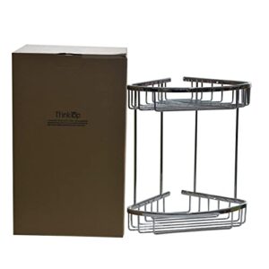 ThinkTop Corner shower Caddy, Bathroom Triangle Dual Layer shower shelves Wall Mount Large Capacity Save Space Rustproof Solid Brass Chrome Finished