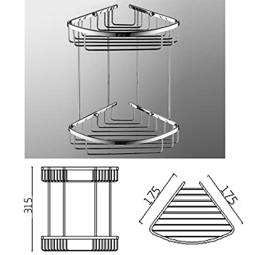 ThinkTop Corner shower Caddy, Bathroom Triangle Dual Layer shower shelves Wall Mount Large Capacity Save Space Rustproof Solid Brass Chrome Finished