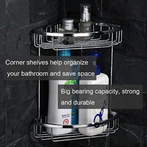 ThinkTop Corner shower Caddy, Bathroom Triangle Dual Layer shower shelves Wall Mount Large Capacity Save Space Rustproof Solid Brass Chrome Finished