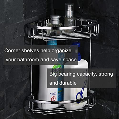 ThinkTop Corner shower Caddy, Bathroom Triangle Dual Layer shower shelves Wall Mount Large Capacity Save Space Rustproof Solid Brass Chrome Finished