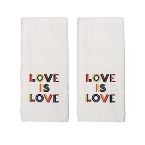 avanti linens - 2-piece hand towel set, soft & absorbent cotton towels (pride collection, love)