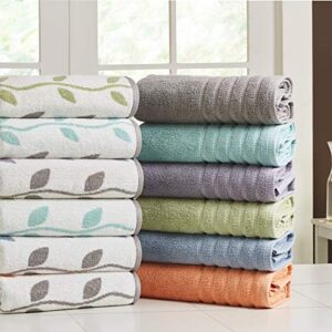 Amrapur Overseas 6-Piece Yarn Dyed Organic Vines Jacquard/Solid Ultra Soft 500GSM 100% Combed Cotton Towel Set [Aqua]