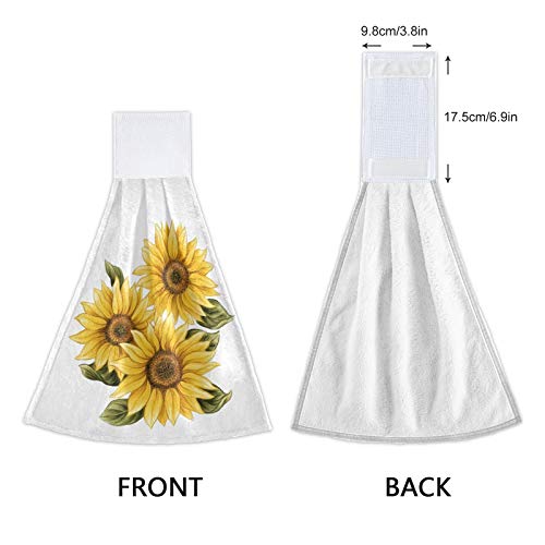 Boccsty Sunflower Hanging Kitchen Towels 2 Pieces Spring Summer Autumn Dish Cloth Tie Towels Hand Towel for Bathroom Farmhouse Housewarming Tabletop Home