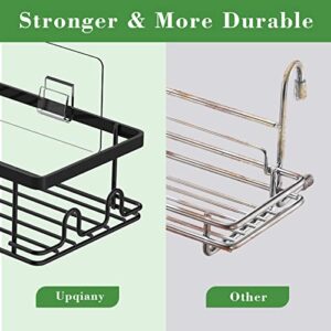 Upqiany Corner Shower Caddy Storage Rack - 2 Pack Stainless Steel Adhesive Bathroom Shelf, No Drilling Rustproof Wall Mounted Shampoo Holder Organizer Basket for 90-Degree Corner, Black