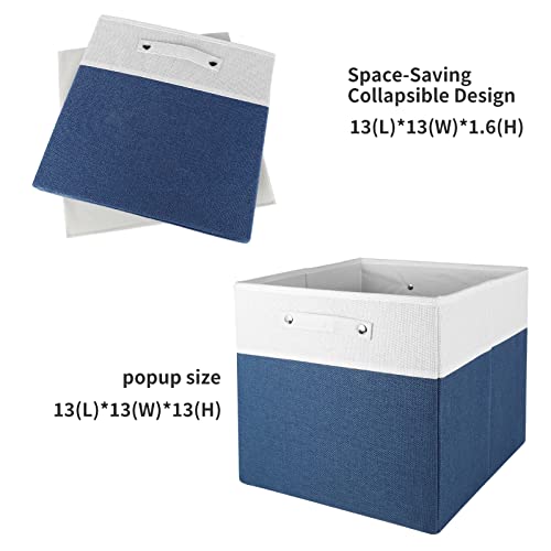 Awekris Storage Cubes, 13 Inch Foldable Storage Bins with Sturdy Handles, 3 Pack Fabric Clothes Organizer Storage Baskets for Home Office Closet, Clothes, Toys, Royal Blue