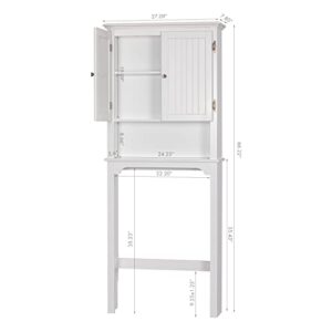 UTEX Bathroom Storage Over The Toilet, Bathroom Cabinet Organizer with Adjustable Shelves and Double Doors, Wood Bathroom Space Saver, White