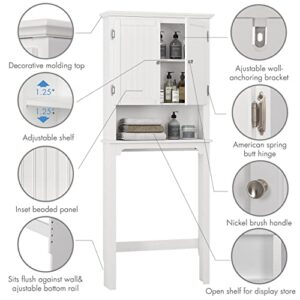 UTEX Bathroom Storage Over The Toilet, Bathroom Cabinet Organizer with Adjustable Shelves and Double Doors, Wood Bathroom Space Saver, White