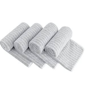 kinhwa microfibre hand towels for bathroom 4 pack 30inch x 16inch ultra soft lightweight face towels super absorbent bath towels ideal for hair spa sports and travel light-gray