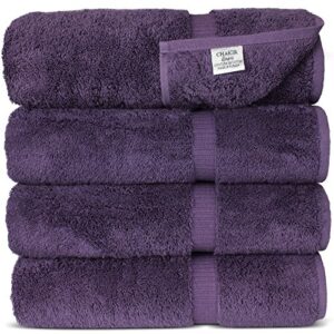 Chakir Turkish Linens 100% Cotton Premium Turkish Towels for Bathroom | 27'' x 54'' (4-Piece Bath Towels - Plum)