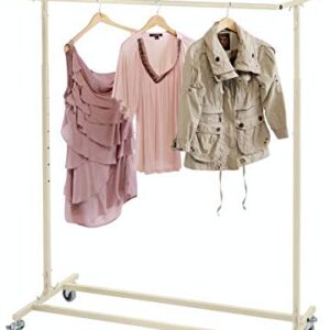 SSWBasics Boutique Ivory Double-Rail Rolling Clothes Rack