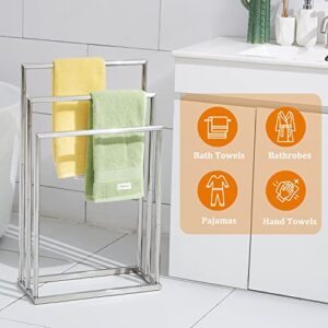 Freestanding Towel Rack, 3 Tier Stainless Steel Towel Bar Stand for Bathroom, Chrome Plated DECLUTTR