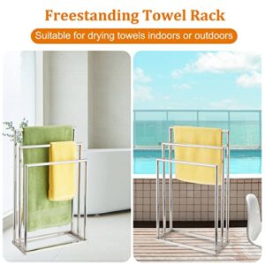 Freestanding Towel Rack, 3 Tier Stainless Steel Towel Bar Stand for Bathroom, Chrome Plated DECLUTTR