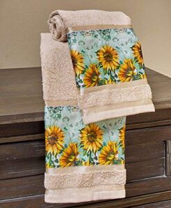 the lakeside collection sunflower hand towels for bathroom or kitchen with country floral print