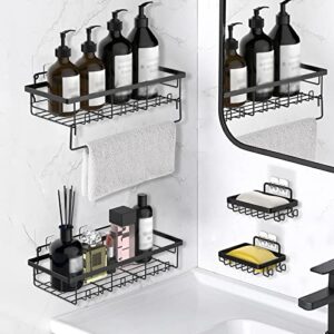 irishom shower caddy shelf, adhesive/wall mounted bathroom shower organizer for shower kitchen, rustproof 304 stainless steel rustproof shower rack with towel rack