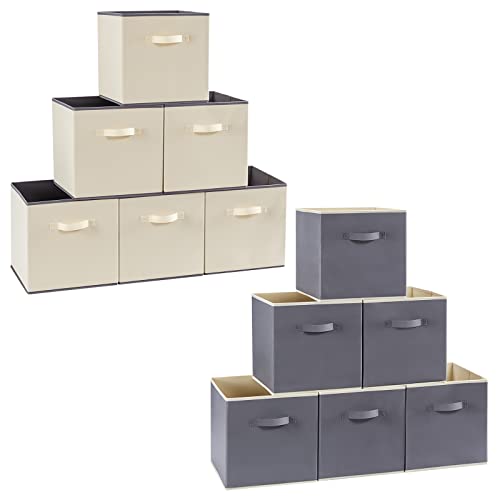 Lifewit 6 Pack Grey Storage Cubes, Bundle with 6 Pack Beige Storage Cubes, Large