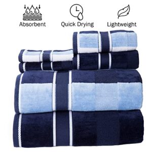 Lavish Home 100% Cotton Oakville Velour 6 Piece Towel Set-Navy