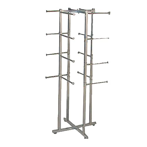 Folding Lingerie Tower with Tubular Arms, Garment Racks, Folding Lingerie Towers, 61" Chrome Finish Square Tubing with Round Tubing Arms Folding Lingerie Tower