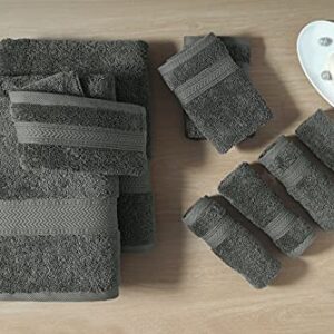 LANE LINEN 16PC Bath Towels Bathroom Set - Space Grey for 100% Cotton Towel Luxury Highly Absorbent Shower 4 Hand 8 Washcloths