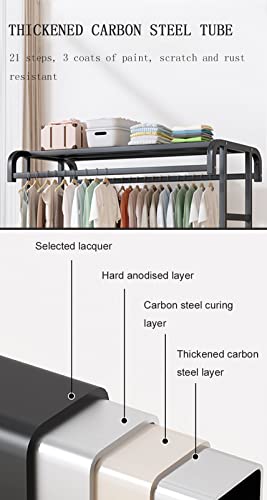 Qingluan Clothing Rack Heavy Duty Clothes Rack, Rolling Clothes Rack, Sturdy Metal Wardrobe Closet Rack for Hanging Clothes, Freestanding Closet Organizer, Max Load 520lbs,Black,47×20in/120×50cm