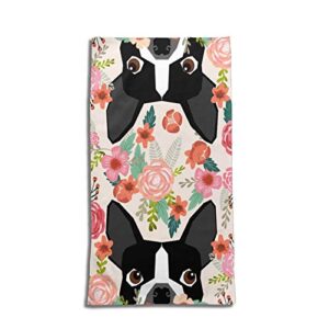 boston terrier bathroom hand towels - floral dog kitchen towel custom hand towels absorbent printed dish towels microfiber gym towel tea towel fingertip towel 12 x 27