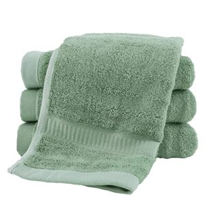 Bamboo Cotton Super Soft Highly Absorbent 4 Pieces Green Towel Set for Bathrome Hand Towel,Salon Towels(4 Piece Green)