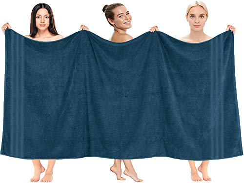 DAN RIVER Bath Sheets Set of 2 – 550 GSM Ultra Super Soft & Highly Absorbent Sheets – 100% Cotton Jumbo Large Bath Towels for Bathroom, Home, Hotel, Spa, Beach, Pool, Gym – 35”x70” in Blue Opal