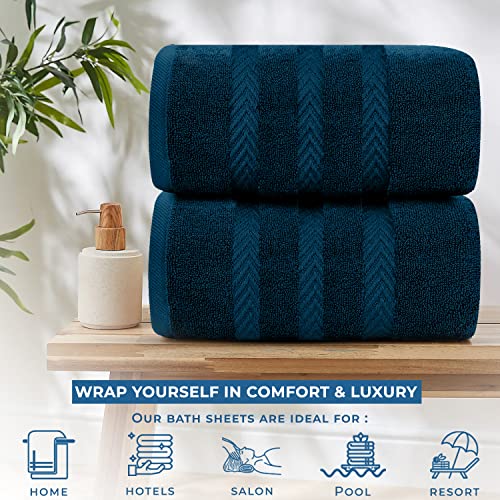 DAN RIVER Bath Sheets Set of 2 – 550 GSM Ultra Super Soft & Highly Absorbent Sheets – 100% Cotton Jumbo Large Bath Towels for Bathroom, Home, Hotel, Spa, Beach, Pool, Gym – 35”x70” in Blue Opal