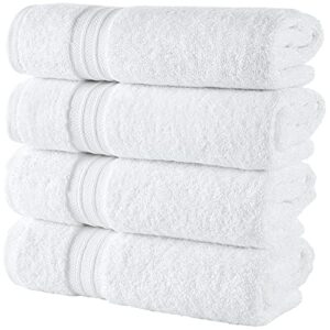 Ephesos 4-Pieces 16"x30" Hand Towels Set | Premium Quality for Daily Bathroom Use, 100% Cotton Towel (Hand Towels Set of 4, White)