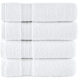 Ephesos 4-Pieces 16"x30" Hand Towels Set | Premium Quality for Daily Bathroom Use, 100% Cotton Towel (Hand Towels Set of 4, White)