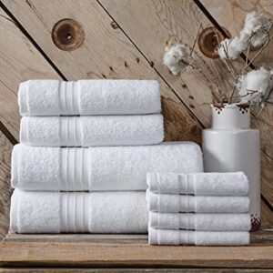 Ephesos 4-Pieces 16"x30" Hand Towels Set | Premium Quality for Daily Bathroom Use, 100% Cotton Towel (Hand Towels Set of 4, White)