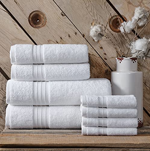 Ephesos 4-Pieces 16"x30" Hand Towels Set | Premium Quality for Daily Bathroom Use, 100% Cotton Towel (Hand Towels Set of 4, White)