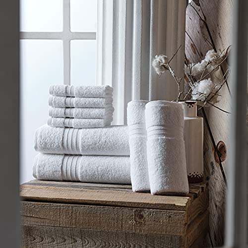 Ephesos 4-Pieces 16"x30" Hand Towels Set | Premium Quality for Daily Bathroom Use, 100% Cotton Towel (Hand Towels Set of 4, White)