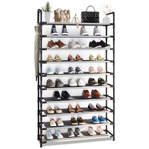 comhoma shoe rack 10 tiers large shoe rack organizer for 50 pairs space saving shoe shelf non-woven fabric shoe storage cabinet adjustable gray